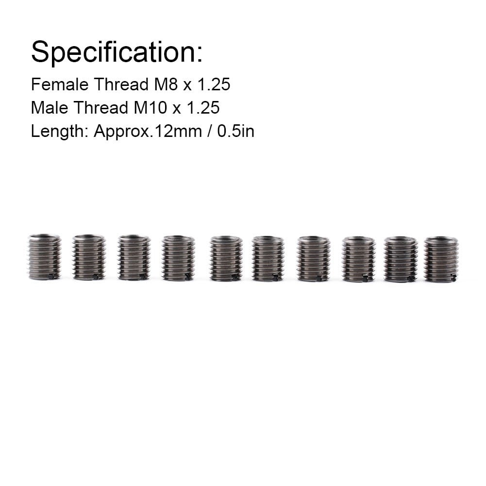 GLFILL 10X Thread Insert Kit Reducing Nuts Female M8X1.25 Male M10X1.25