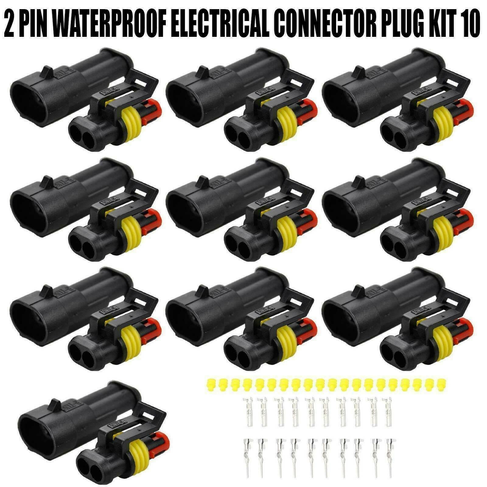 GLFILL 10X2Pin Way Car Waterproof Electrical Connector Plug 10 Kit With ...