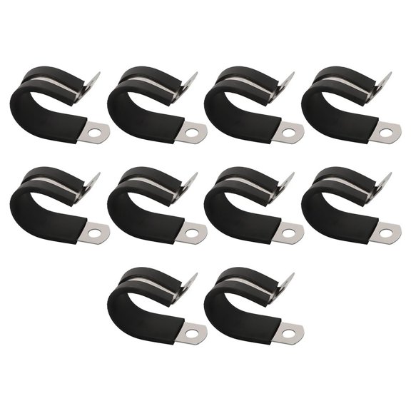 GLFILL 10pcs Stainless Steel Rubber Lined P Hose Pipe Clamps Cable Mounting Clips Wire