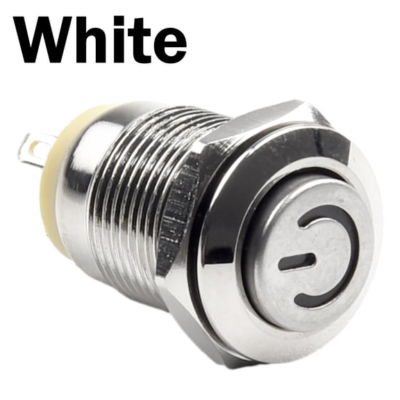 GLFILL 12mm Metal Push Button Switch Power Button Waterproof Flat LED Light 12V-24V