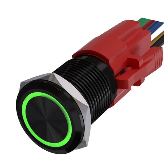 GLFILL 16mm Metal Latching Push Button Switch 12V with LED Light Self-Locking/Rese