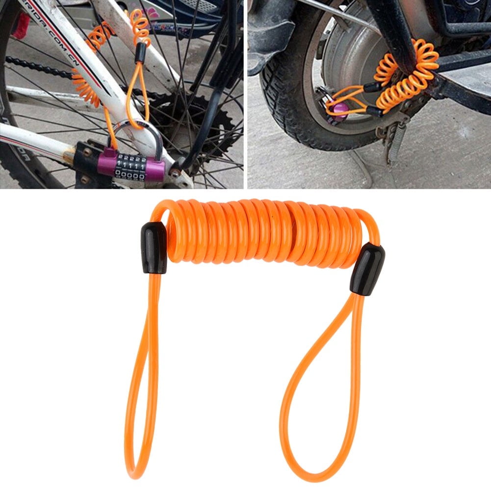 GLFILL 1Pc Security Brake Disc Lock Reminder Cable Coil Wire Motorcycle Scooter Lanyard