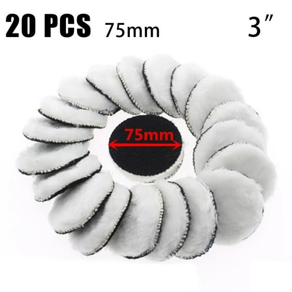 GLFILL 20Pcs 3Inch Wool Waxing Buffing Polishing Pad Bonnets Sanding Car Buffer Plate