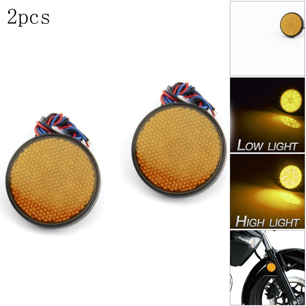 GLFILL 2Pcs 12V Round Motorcycle Tail Lights Rear Bumper Reflector Led