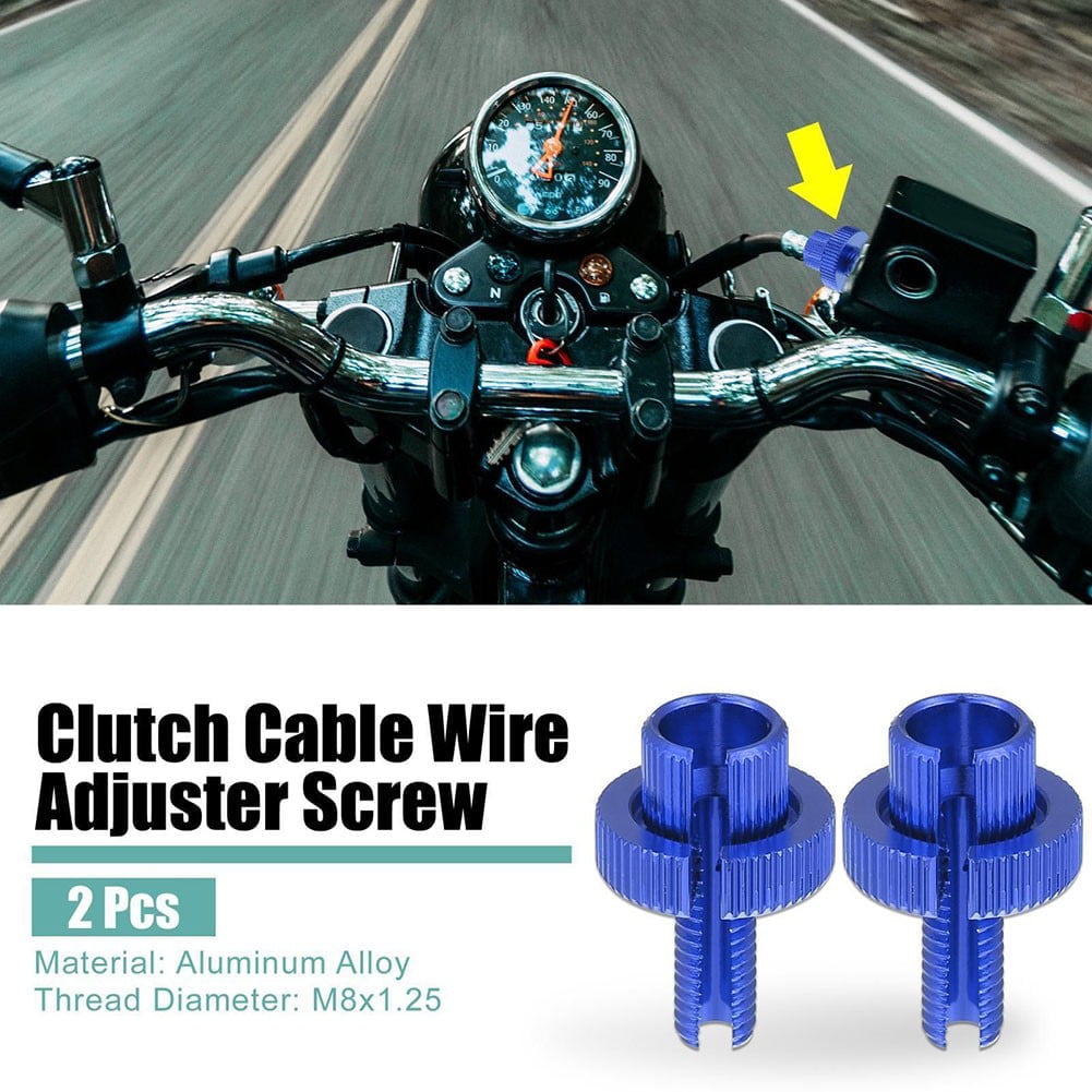GLFILL 2Pcs Blue 8mm Motorcycle Brake Clutch Levers Adjuster Screw Bolt M8X1.25