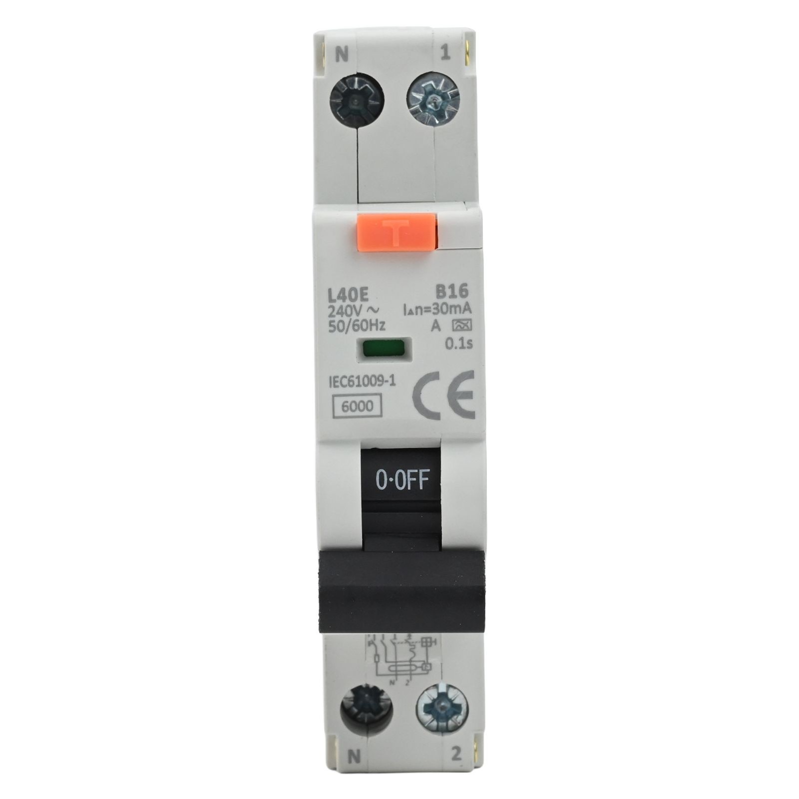 Disjoncteur Différentiel FI 20A 30mA 240V - RCBO 1P+N Avec Protection Surcharge - Montage Rail DIN 35mm