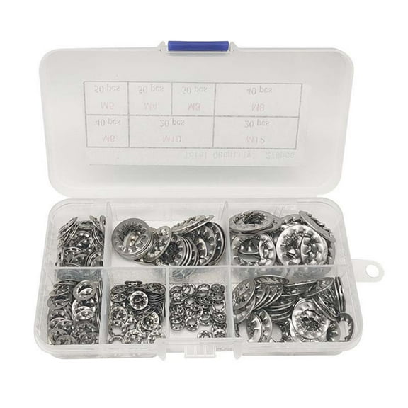 GLFS 270Pcs Anti-Loosening Washers 304 Stainless Steel Internal Star Washers Silver