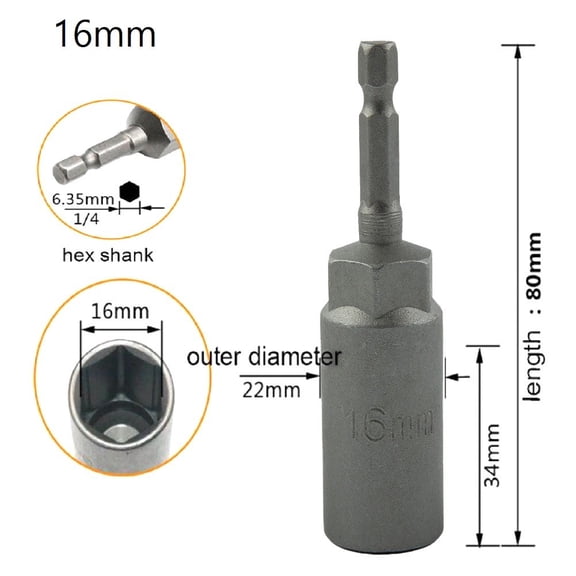 GLFSIL 1Pcs 80mm Length 1/4" Hex DriveSocket Impact Nut Bolt Drill Bits