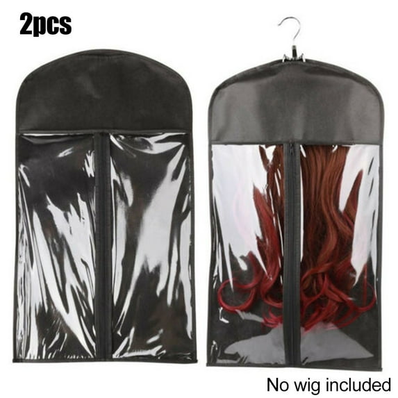 GLFSIL 2× Wig Hangers Hair Extension Carrier Storage Bag Wig Dust Proof Bag Pouch Well