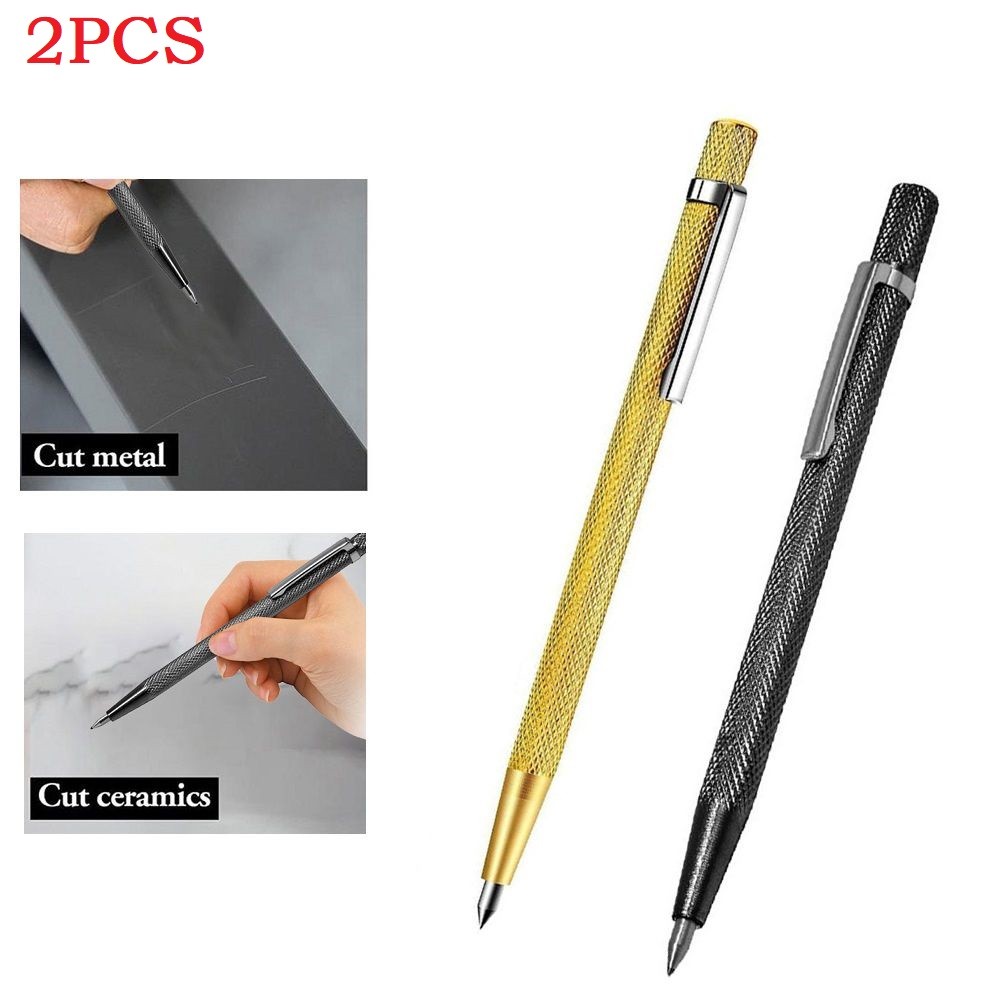 GLFSIL 2Pcs Tungsten Carbide Tip Scriber Pen Marking Engraving Pen Ceramic  Wood Carving