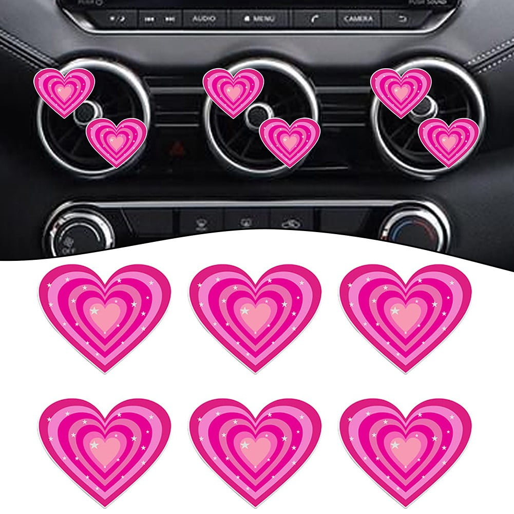 GLFSIL 6Pcs Heart Car Air Freshener Vent Clips for Women Cute Car Vent
