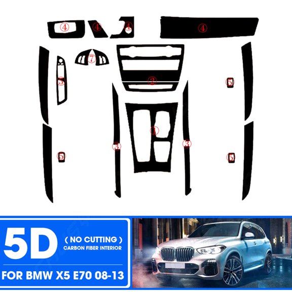 GLFSIL For BMW X5 E70 2008-2013 Carbon Fiber Interior Cover Sticker 3D right-hand drive