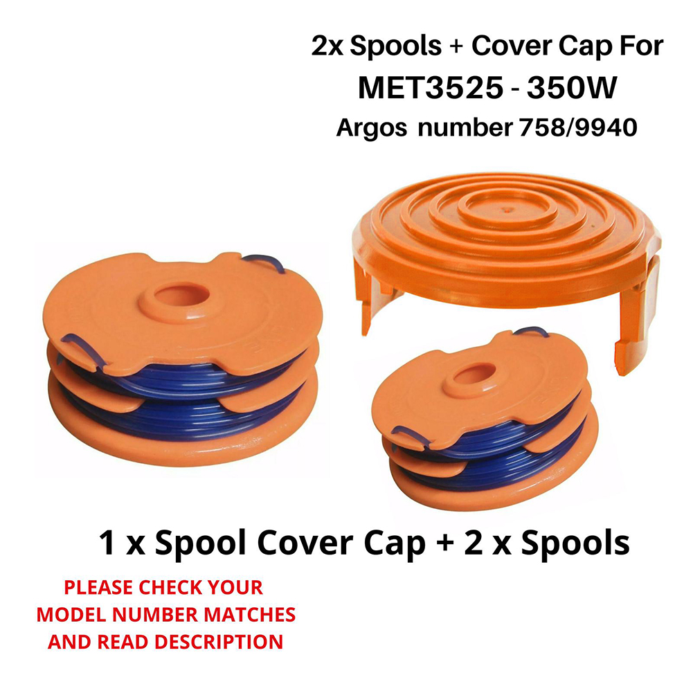 GLFSILL For McGregor MET3525 Spool Cap + 2 x Spool For Grass Trimmer