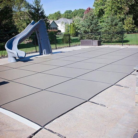 GLI Original Mesh Safety Pool Cover 18' x 36' Rectangle, Tan 201836RESAPTAN