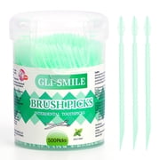 GLI-Smile BrushPicks Interdental Toothpicks, Soft Interdental Brushes and Dental Floss Picks 2-in-1, Teeth Plaque Remover 500 Toothpicks, Mint, 1 Pack