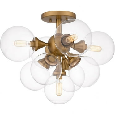 Quoizel Glinda 5-Light Brushed Weathered Brass Semi-Flush Mount Light