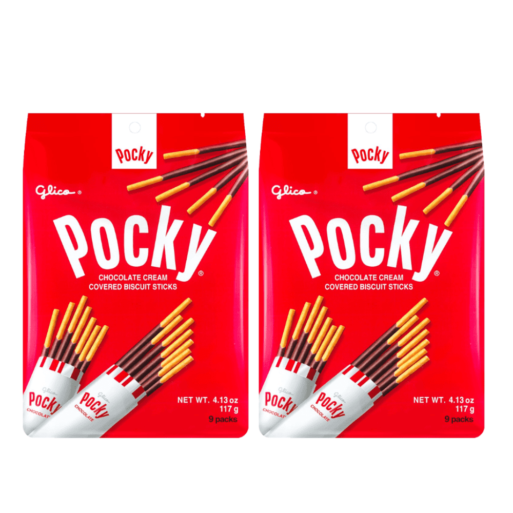 GLICO Pocky Chocolate Cream Covered Biscuit Sticks - 9 Individual