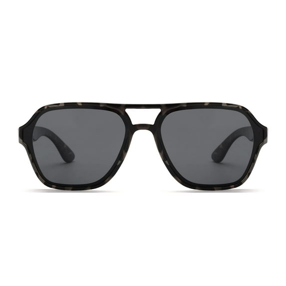 GLINDAR Men's Polarized Aviator Sunglasses Vintage Square Driving Glasses (Grey Tortoise Frame / Polarized Grey Lens)