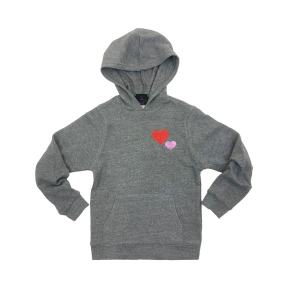 GLITTER AND LACE GIRLS DOUBLE HEART HOODIE - Small