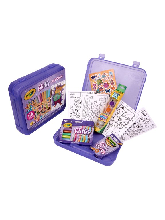 Glitter Art Kit, Over 50 Pcs, Glitter Crayons & Coloring Supplies, Kids Art Set, Gifts for Girls & Boys, Ages 5, 6, 7, 8