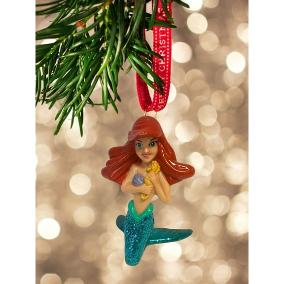 GLITTER Little Mermaid Princess Ariel FISH Ornament PVC 3" Figure Figurine CHARM