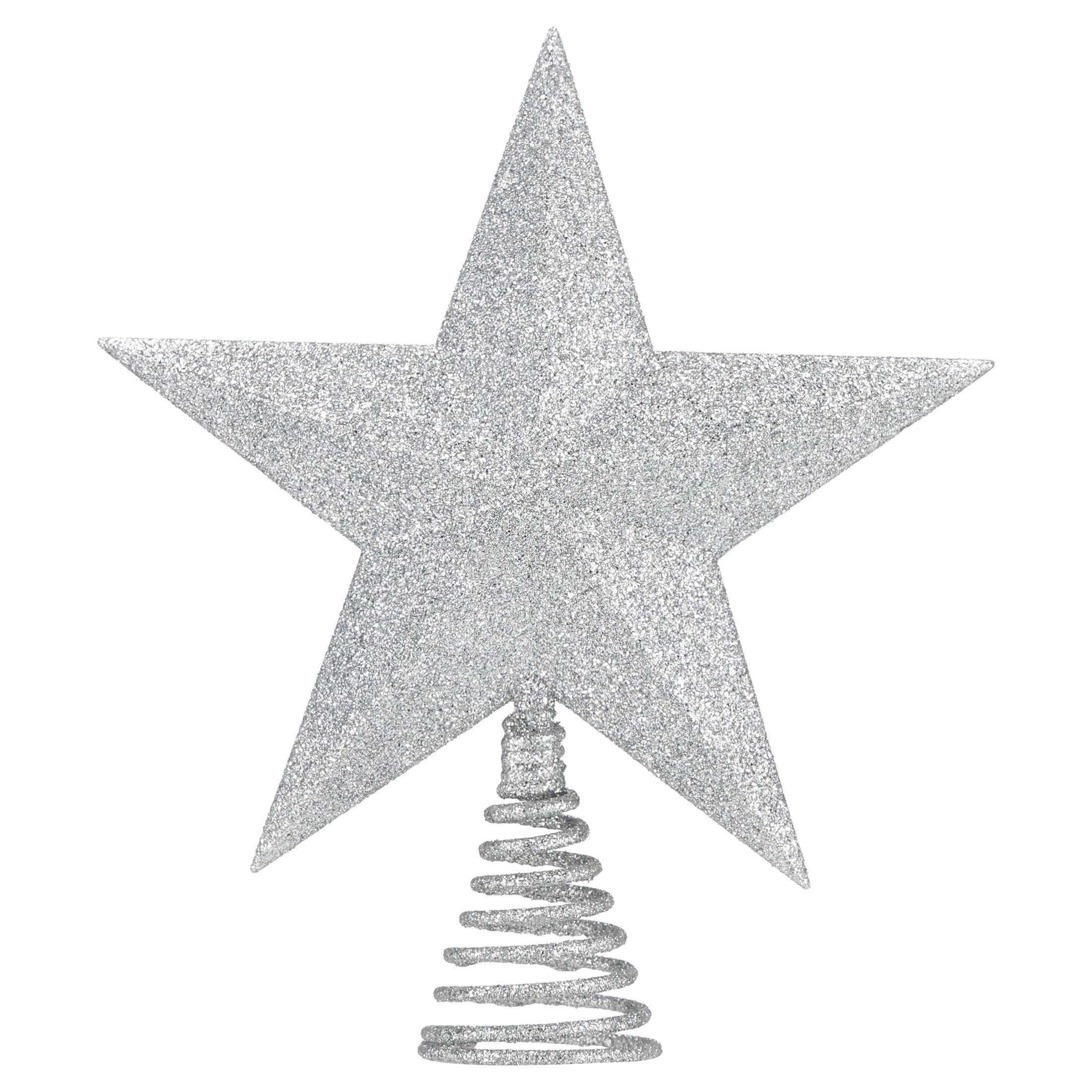 Glitter Star Christmas Tree Topper, Silver, 10", by Holiday Time