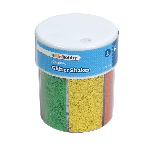Hello Hobby Six-Compartment Rainbow Glitter Shaker, Multicolor