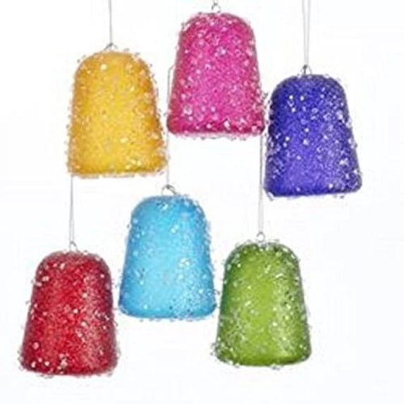 Kurt S. Adler Glittered Gum Drop Christmas Ornaments Set of 6 Assorted Plastic