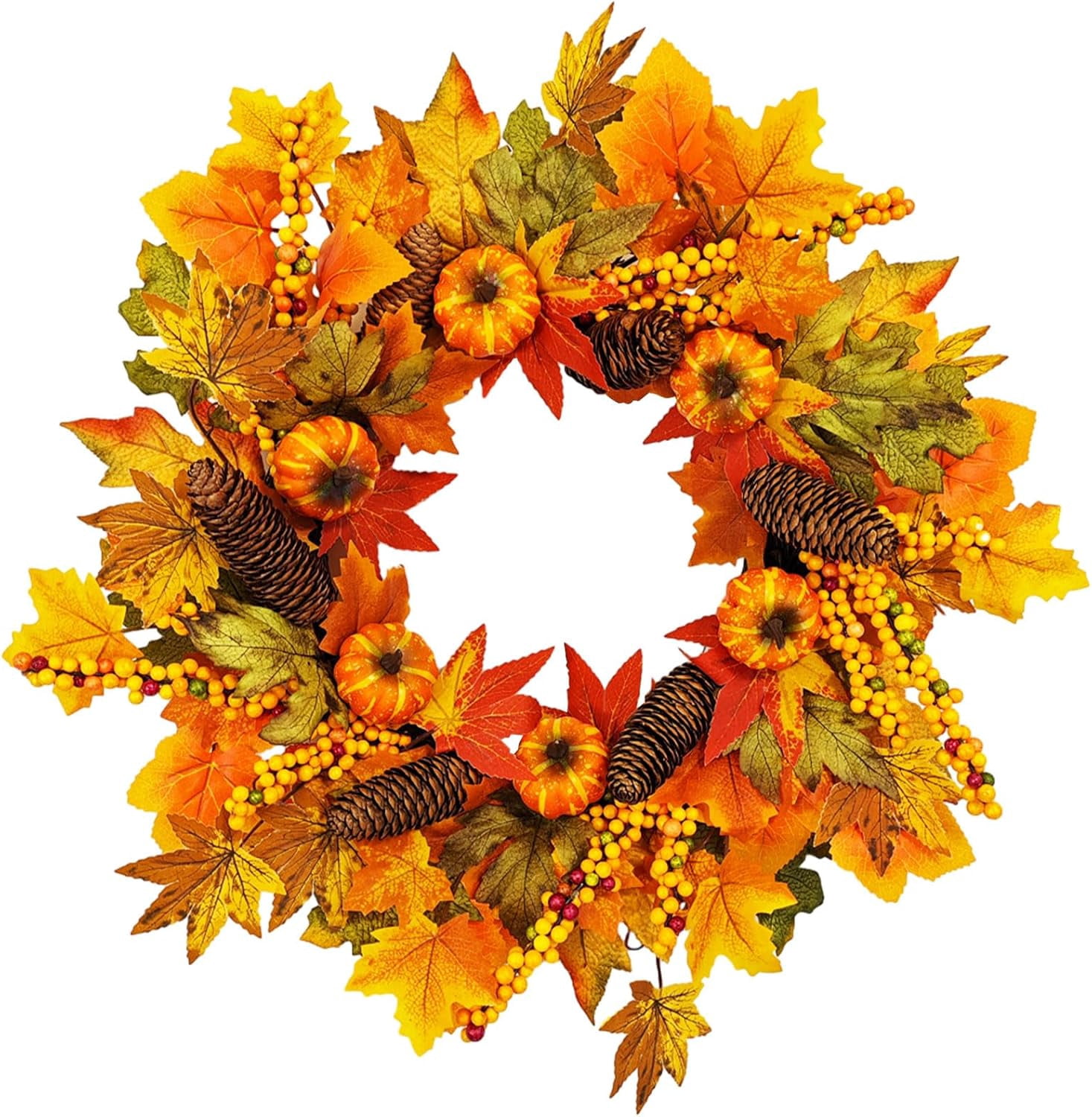 GLLBTPT 20in Fall Wreath Full Handcrafted Autumn Front Door Wreath with ...