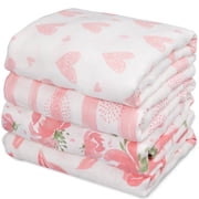 Gllquen Baby 4-Pack Muslin Swaddle Receiving Blankets for Newborn Infant Boys Girls 35x40, Flower