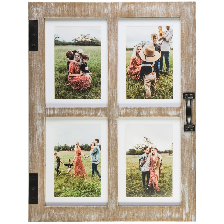 Set of 3 Rustic Wood 5x7 Picture Frames with Mat 4x6 Photo Frames
