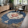 thumbnail image 1 of GLN Rugs Anatolium - Indoor, Machine Washable Area Rug 9'5"x12' Turkish Blue Home Carpet, 1 of 8