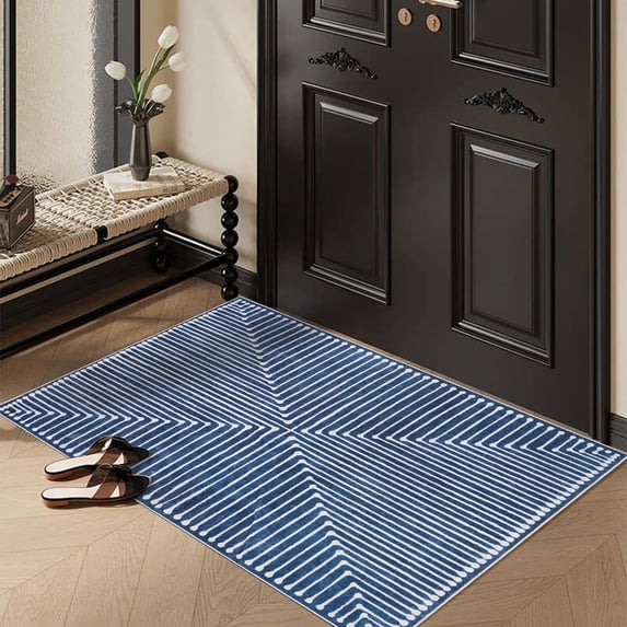 GLN Rugs Assos - Contemporary, Machine Washable Area Rug 2'x3' Turkish Blue Home Carpet