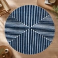 thumbnail image 1 of GLN Rugs Assos - Contemporary, Machine Washable Area Rug 5'3" Round, Blue Carpet, Bedroom - Any Space, 1 of 8