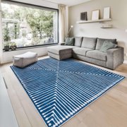 GLN Rugs Assos - Contemporary, Machine Washable Area Rug 8x10 Turkish Blue Home Carpet