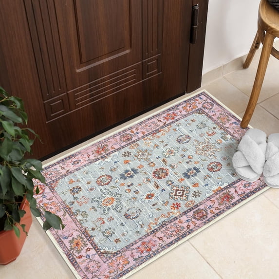 GLN Rugs Ayder - Indoor, Machine Washable Area Rug - 2'x3' Turkish Pink Home Carpet