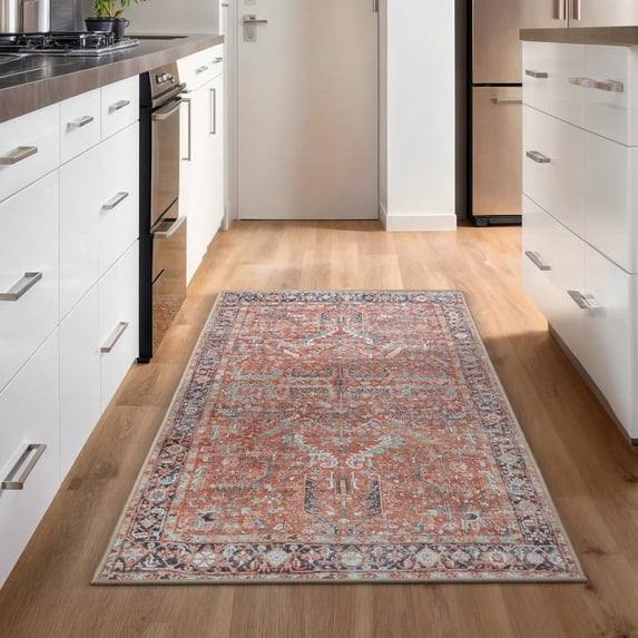 GLN Rugs Babylon - Indoor, Machine Washable Area Rug 2'x7' Turkish Terra Home Carpet, All Ages