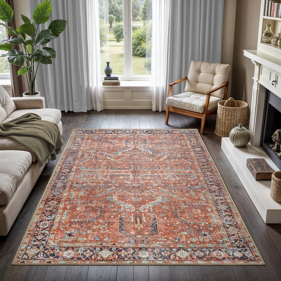 GLN Rugs Babylon - Indoor, Machine Washable Area Rug 8'x10' Turkish Terra Home Carpet