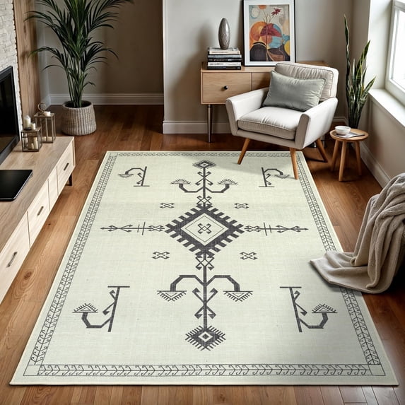 GLN Rugs Corum - Contemporary, Machine Washable Area Rug 5'3"x7'5" Moroccon Home Carpet