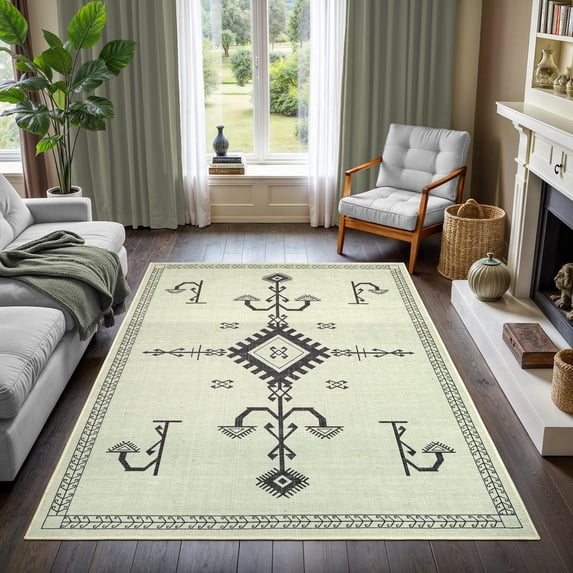 GLN Rugs Corum - Contemporary, Machine Washable Area Rug 8'x10' Moroccon Home Carpet
