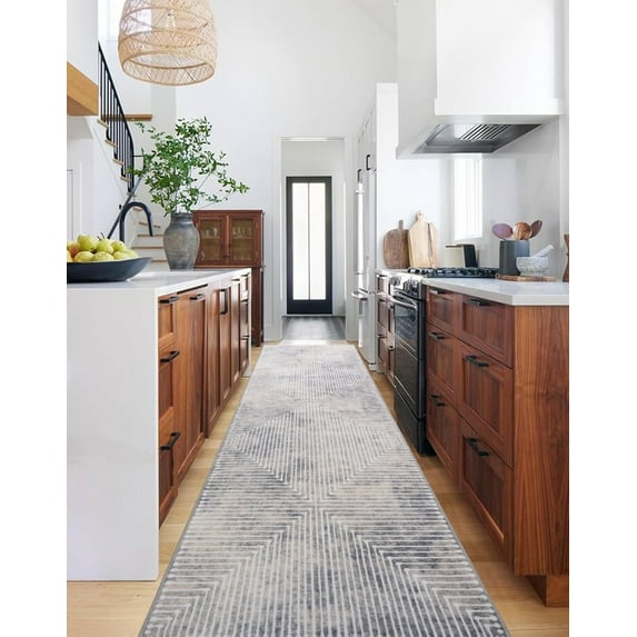 GLN Rugs Ephesus - Contemporary, Machine Washable Area Rug 2'6"x10' Beige/Gray Home Carpet, All Ages