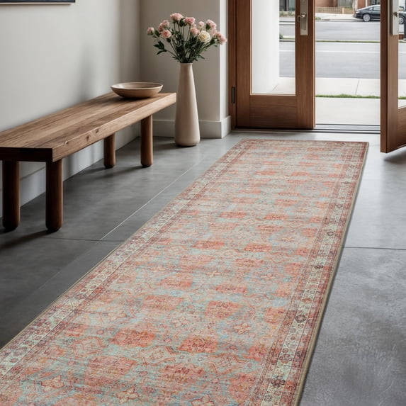 GLN Rugs Hattusa - Indoor, Machine Washable Area Rug 2'6"x10' Turkish Terra Home Carpet, All Ages