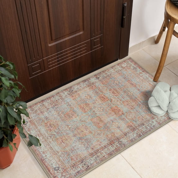 GLN Rugs Hattusa - Indoor, Machine Washable Area Rug - 2'x3' Turkish Distressed Terra Home Carpet