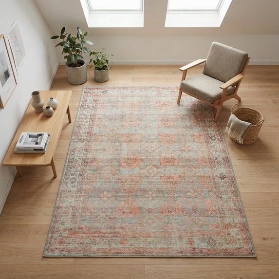 GLN Rugs Hattusa - Indoor, Machine Washable Area Rug 4'x6' Turkish Terra Home Carpet