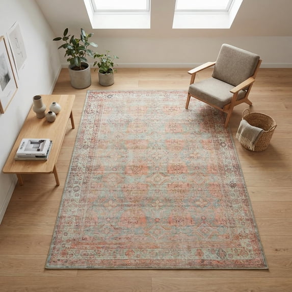 GLN Rugs Hattusa - Indoor, Machine Washable Area Rug 6'x9 Turkish Terra Home Carpet