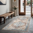 thumbnail image 1 of GLN Rugs Hopa - Indoor, Machine Washable Area Rug 2'6"x9'8" Turkish Brown Home Carpet, All Ages, 1 of 8