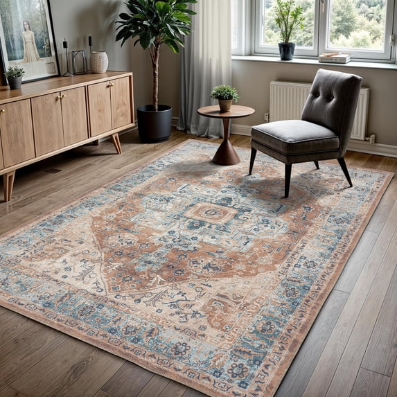 GLN Rugs Hopa - Indoor, Machine Washable Area Rug 9'5"x12' Turkish Brown Home Carpet