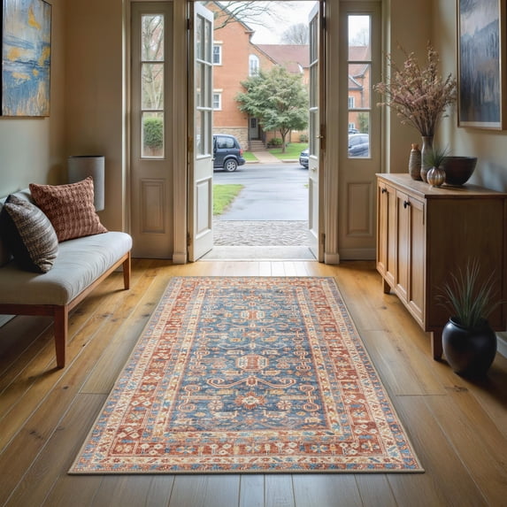 GLN Rugs Jerusalem - Indoor, Machine Washable Area Rug 2'6"x7' Turkish Terra Home Carpet, All Ages
