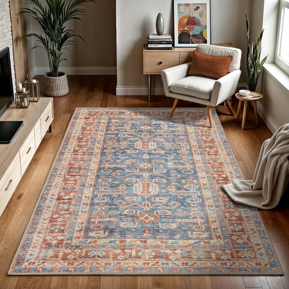 GLN Rugs Jerusalem - Indoor, Machine Washable Area Rug 5'x7 Turkish Terra Home Carpet