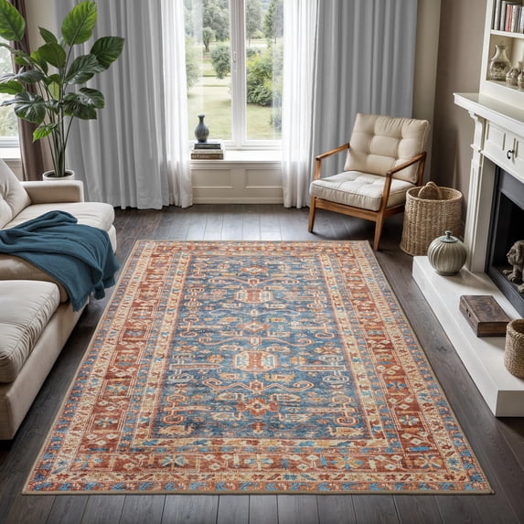 GLN Rugs Jerusalem - Indoor, Machine Washable Area Rug 8'x10' Turkish Terra Home Carpet